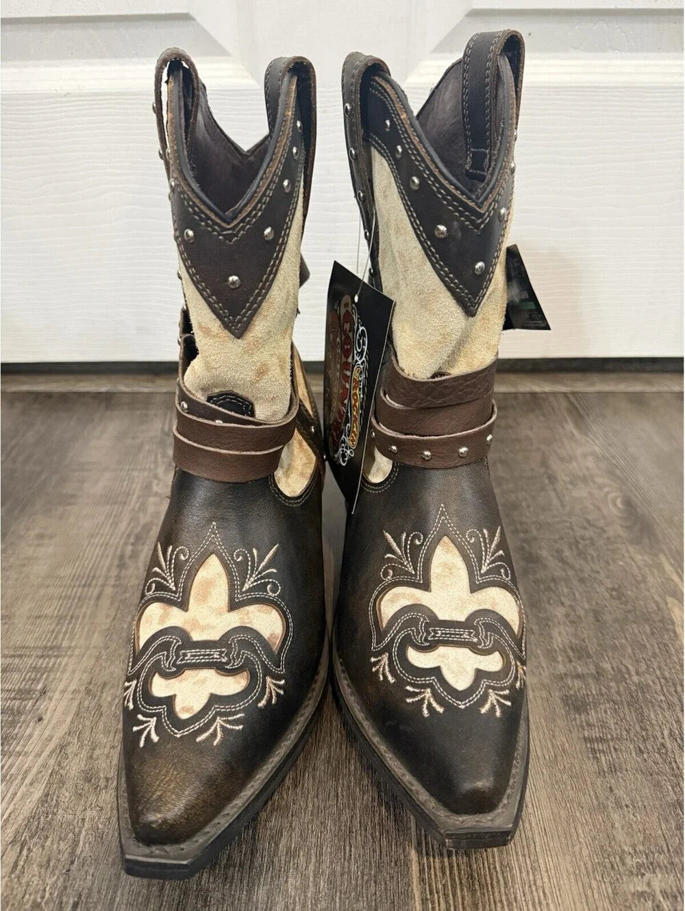 Rockin Country Collection Brown Leather Cowgirl Boots Women's Size 7.5 W NWT
